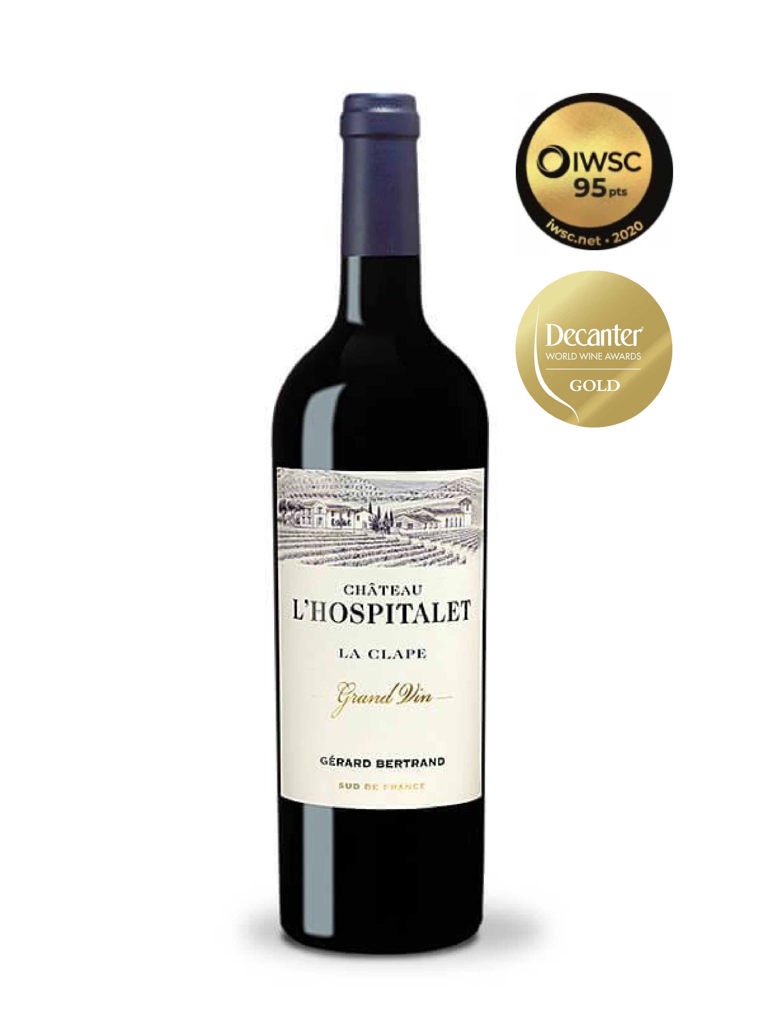 chateau l'hospitalet grand vin rouge la clape 2018 vin bio biodynamie or decanter 95 IWSC